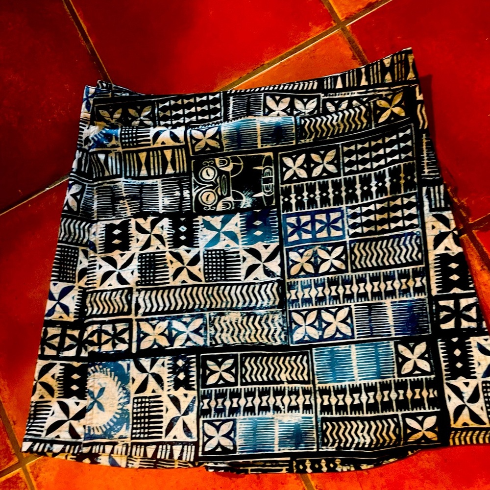RipSkirt Hawaii‎ Wrap Skirt Pacific Tapa Blue Sz Lg